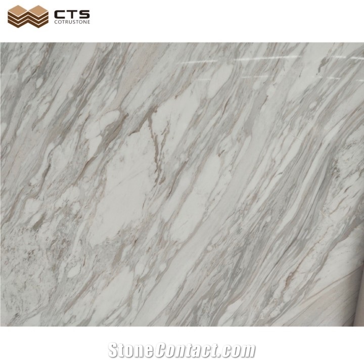 White Natural Stone Grey Veins Surface Polished Home Decor