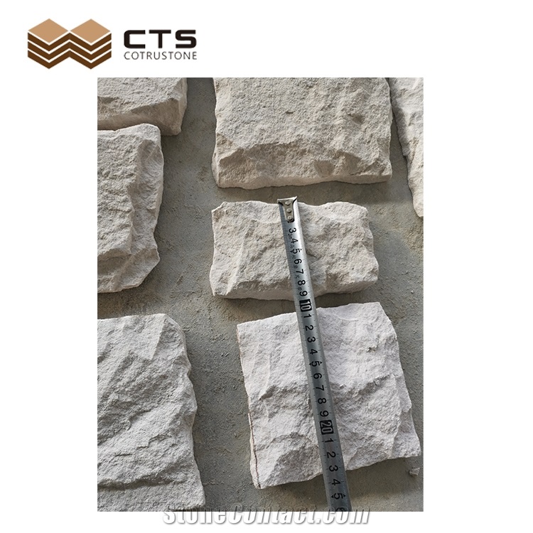 White Sandstone Mushroomed Stone Outdoor Wall Cladding