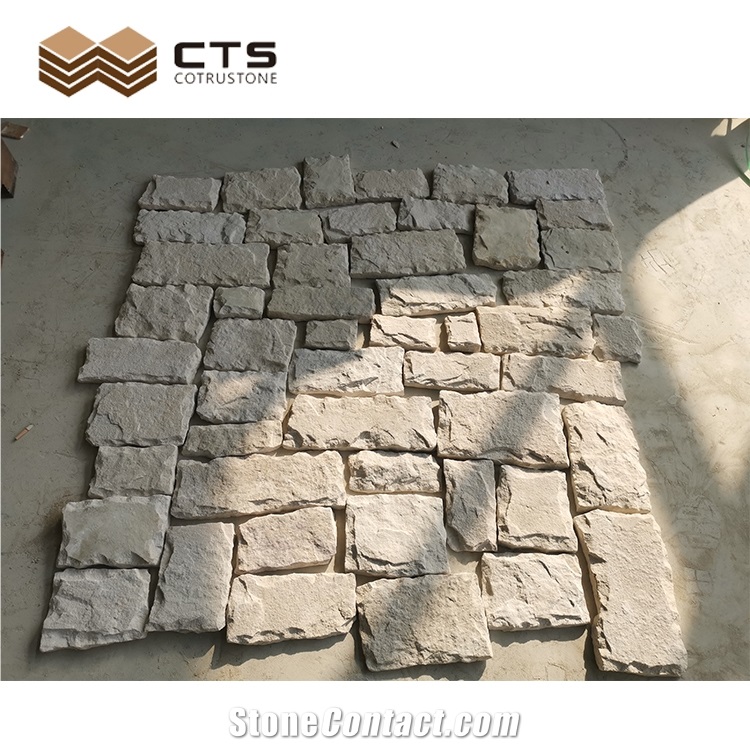 White Sandstone Mushroomed Stone Outdoor Wall Cladding