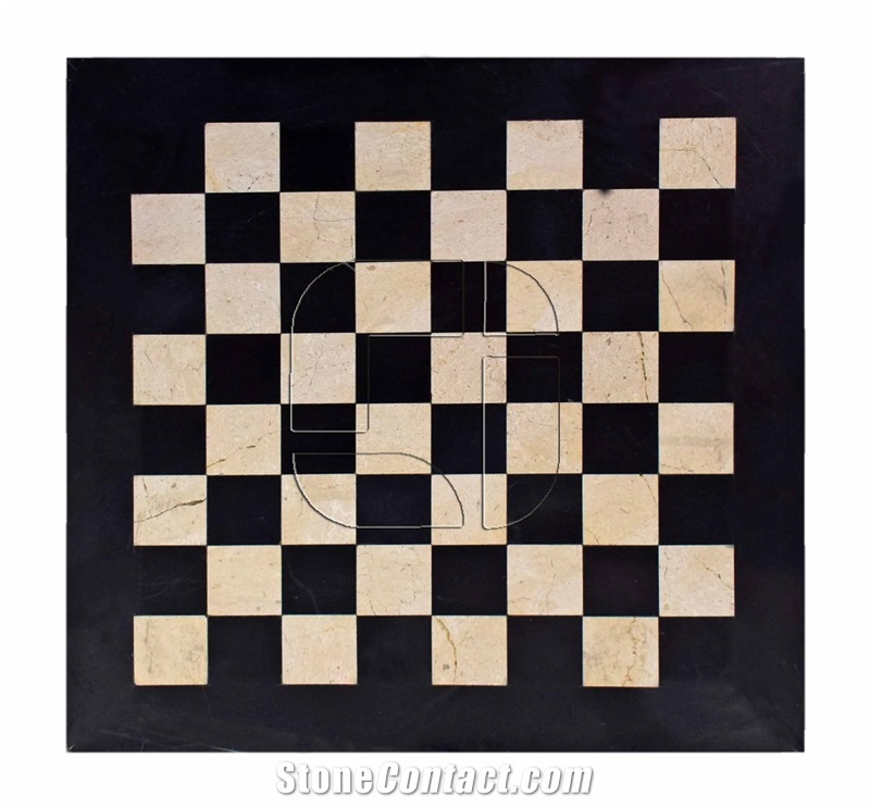 Black Botticino Marble European Series Chess Set