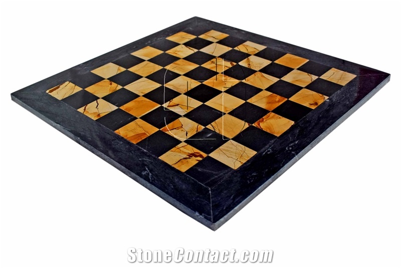 Black & Burma Team Marble European Series Chess Board