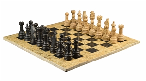 Coral & Black Marble Rustic Series Chess Set