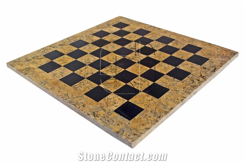 Coral & Black Marble Rustic Series Chess Set