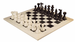 White & Black Marble European Series Chess Set