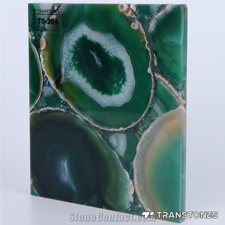 Backlit Green Gemstone Natural Agate Sheet Semiprecious Stone Slabs