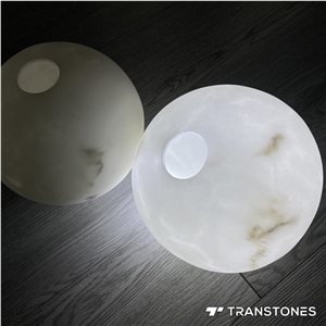 Honed Decorated Interior Alabaster Globe Light Box