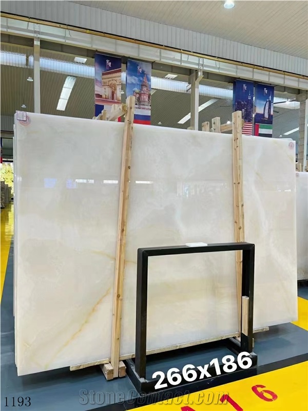 Absolute Pure White Onyx Slab In China Stone Market