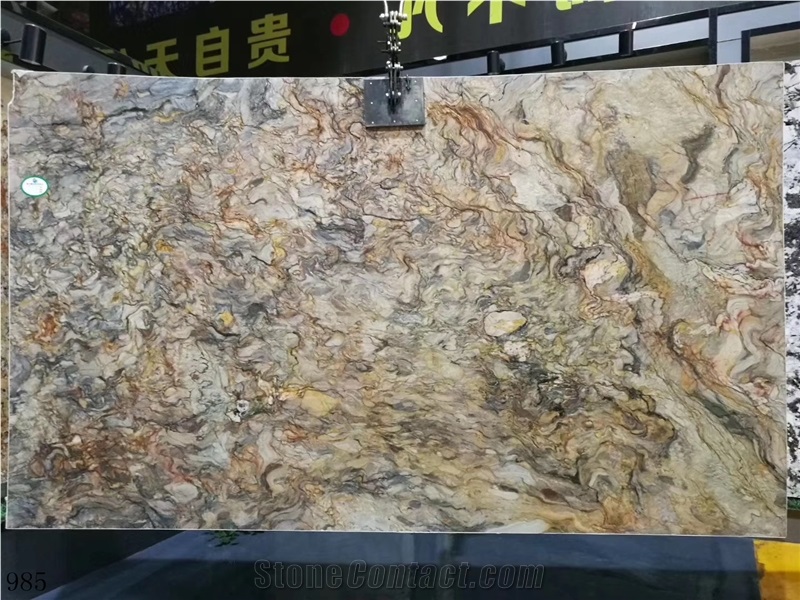 Fusion Quartzite Silk Road Slab Tile In China Stone Market