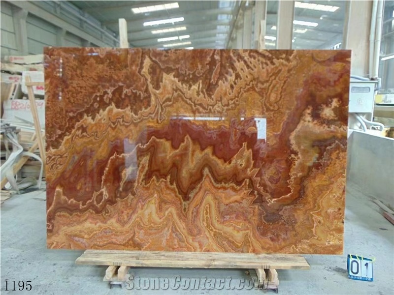 Pakistan Tiger Red Onyx Slab In China Stone Market