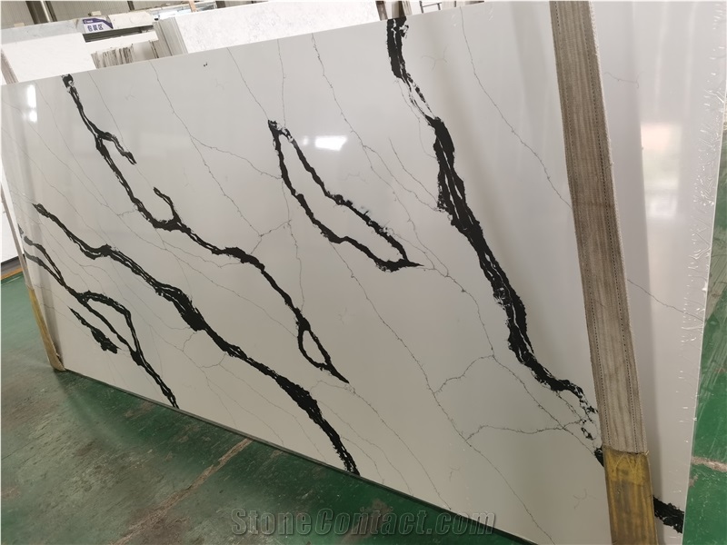 Chinese Artificial Stone Panda White Marble Polish Slab Tile