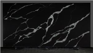 Goldtop Stone Black Quartz Stone Slab For Kitchen