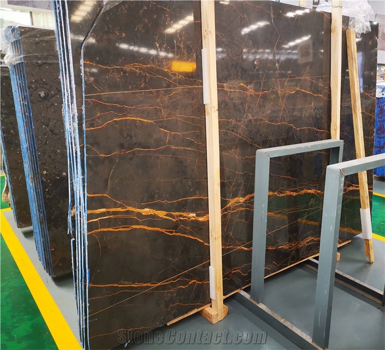 First Class Black Gold Vein Marble Stone Slab