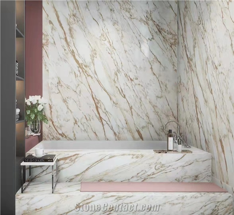 Alternative Calacatta Gold Marble As Bathroom Wall Slab Tile