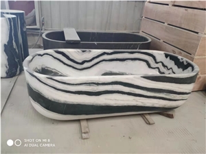 Black And White Color Panda White Marble Bathtubs
