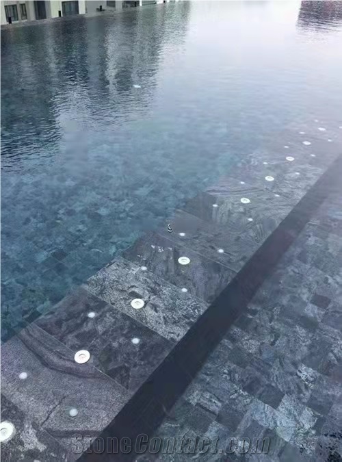 Black Natural Stone For Swimming Pool Mosaic Paver Tiles
