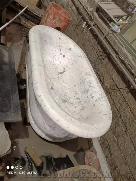 Carrara White Marble Customized Natural Stone Solid Bathtub