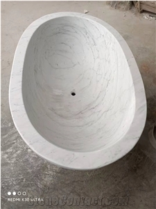 Chongwu Customized Carrara White Marble Oval Bathtub