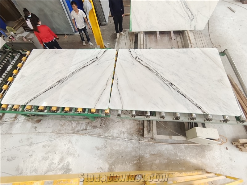 Competitive Black Vein White Marble Book Matching Slab