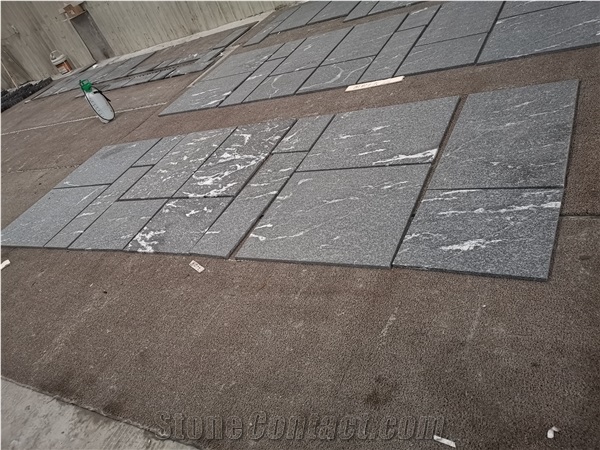 Nero Nuvolato Granite Slabs Flamed Flooring Tiles