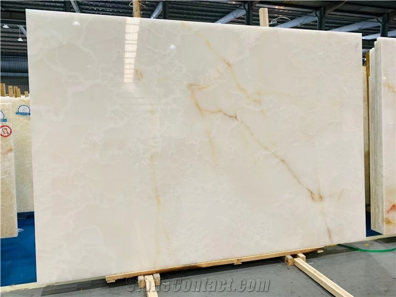 Pure White Snow Onyx Backlit Stone Slab Home Decor.