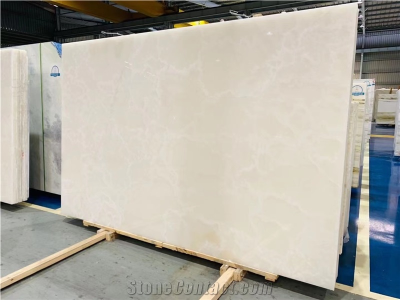 Pure White Snow Onyx Backlit Stone Slab Home Decor.