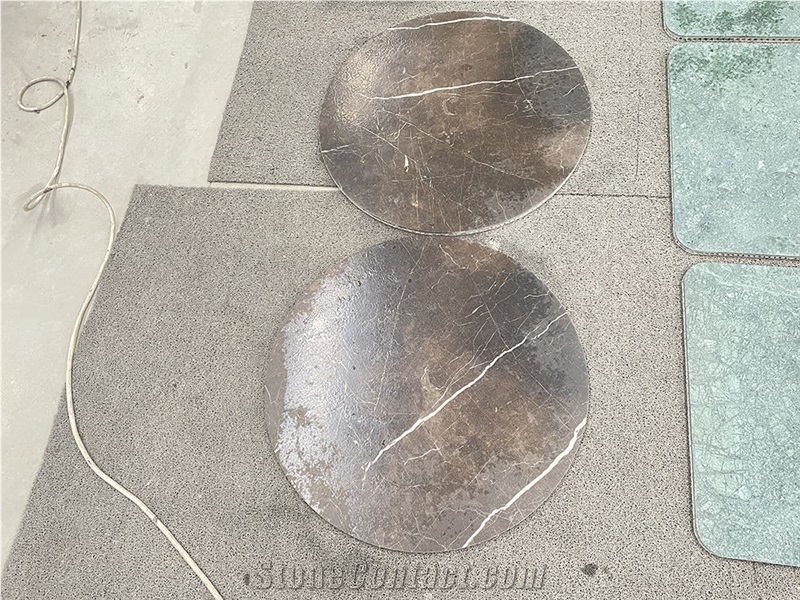 Imperial Brown Marble Round Table Tops Honeycomb Panel Backed