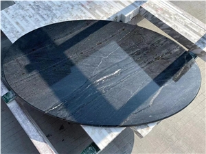 Black Granite Round Desktop Coffee Tabletop For Hotel Cafe