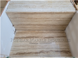 Multi Beige Travertine Flooring Tile , Wall Cladding Stone