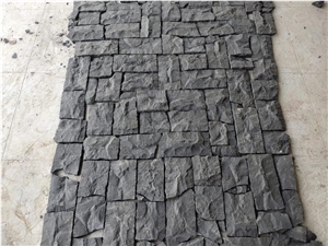 Rajasthan Black Basalt Stacked Stone Wall Panels