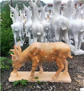 Female Deer Stone Sculpture Animal Carving Statue