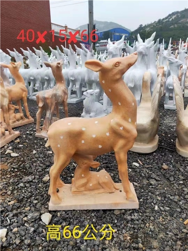Female Deer Stone Sculpture Animal Carving Statue
