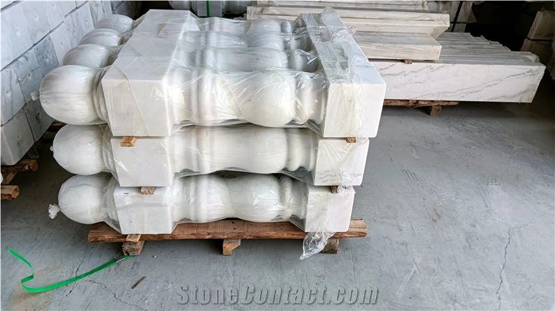 Guangxi White Marble Balustrades Polished Handrail