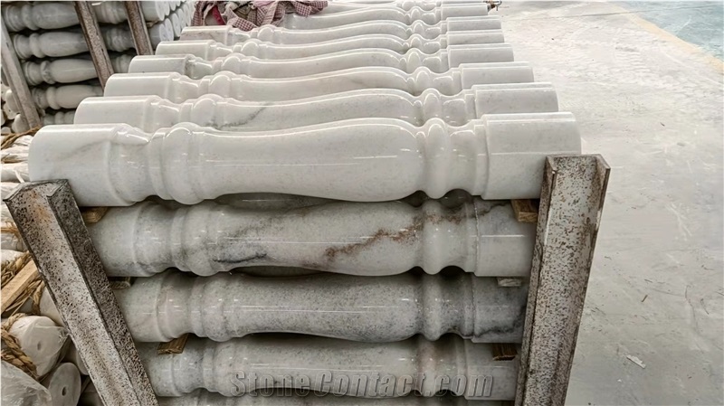 Guangxi White Marble Balustrades Polished Handrail