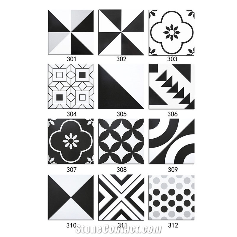 Black And White Kitchen And Bathroom Restaurant Floor Tile