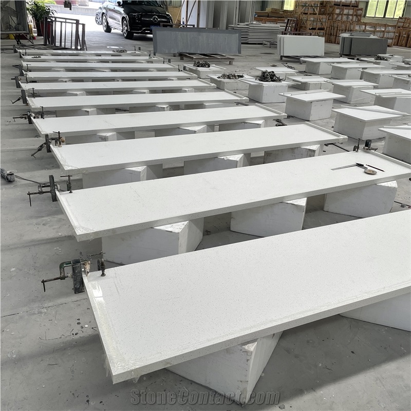 Engineer Artificial Stone Carrara White Quartz Countertop