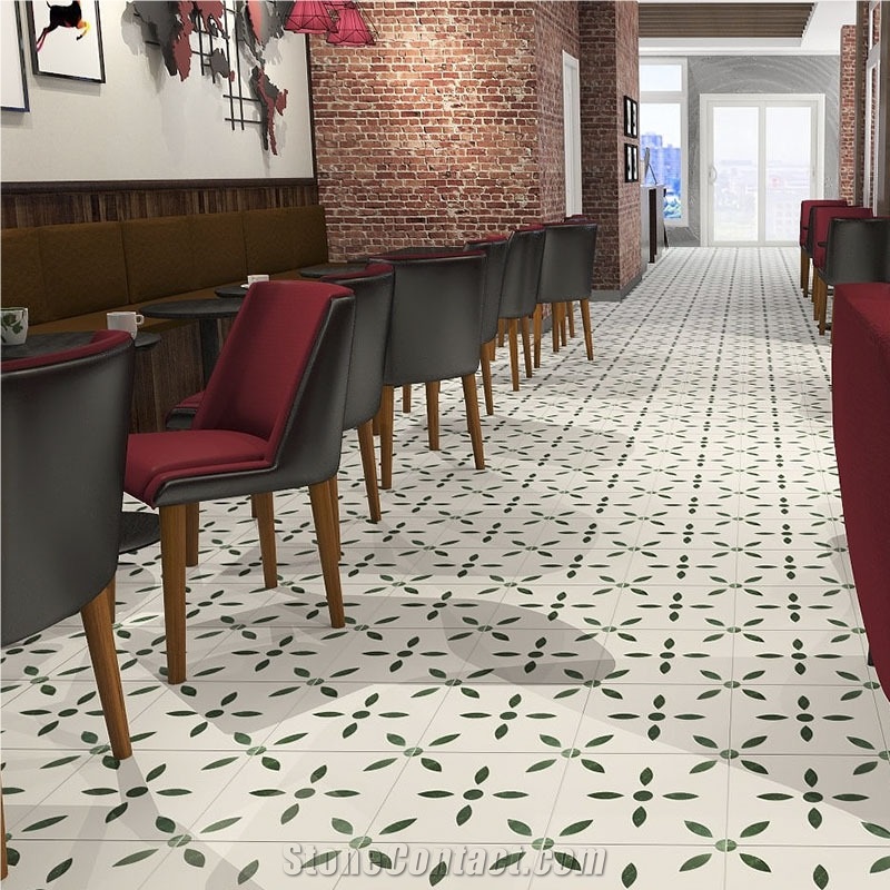 Green Flower Brick 300*300 Restaurant Hotel Matte Floor