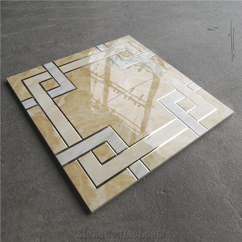 Hotel Lobby Mosaic Pattern Floor Glazed Tile Design