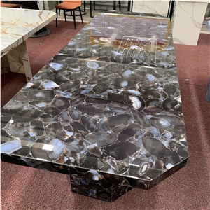 Luxury Sintered Stone Brown Agate Stone Table For Home Decor