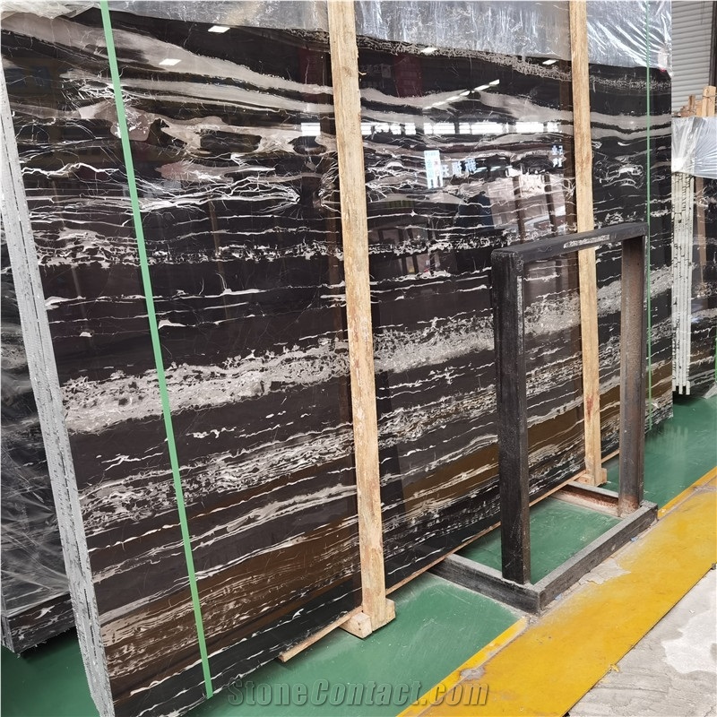 Cheap China Silver Dragon Black Marble With White Veins Slab