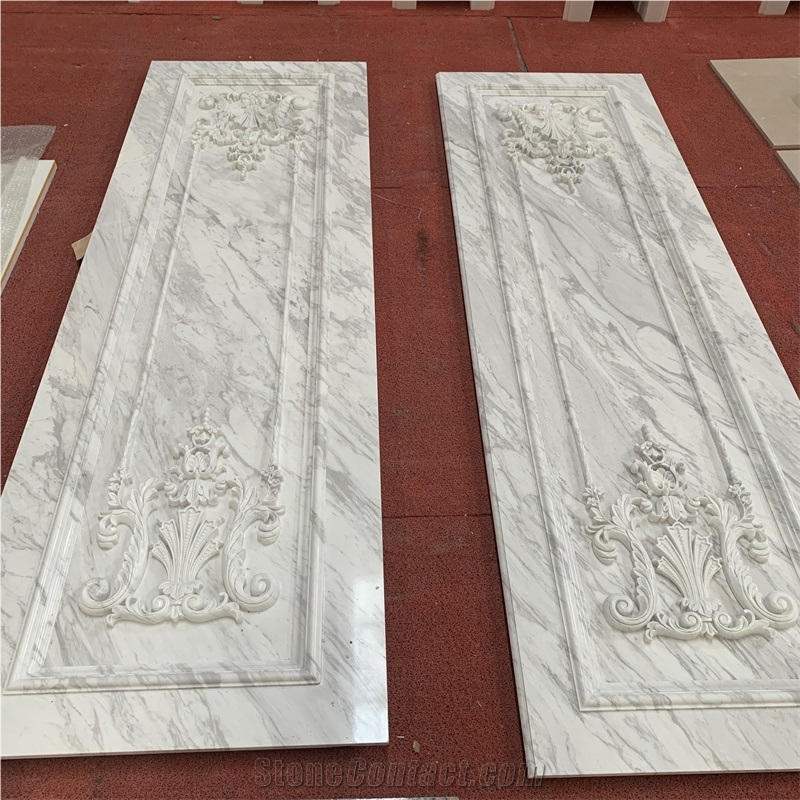 Customize Volakas White Marble Hand Carved Background Wall