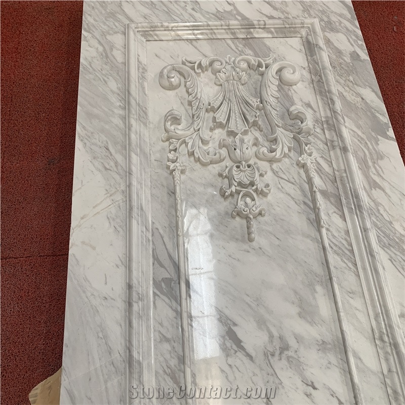 Customize Volakas White Marble Hand Carved Background Wall