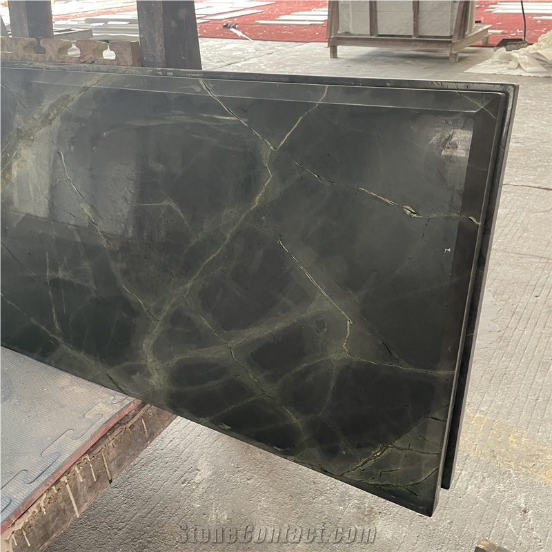 Customized Size Green Marble Table Top For Home Villa Design