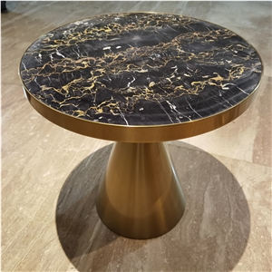 Italian Portoro Extra Luxury Natural Round Marble Top