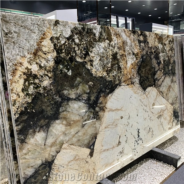 Luxury Backlit Alpinus Quartzite Super Crystal Slab For Wall