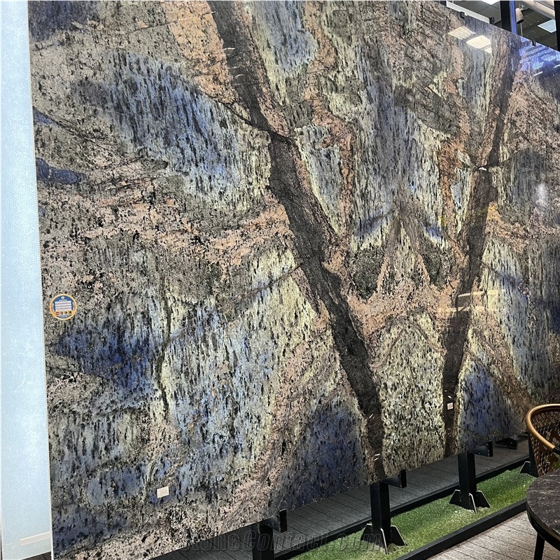 Natural Luxury Azul Bahia Granite Slab For Background Wall