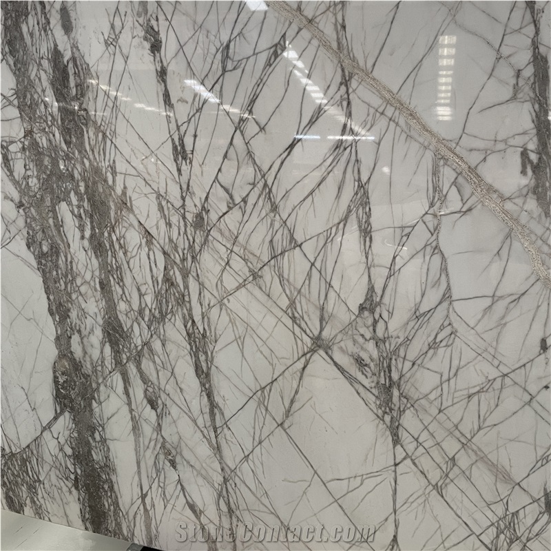Natural Stone  White Marble With Grey Veins