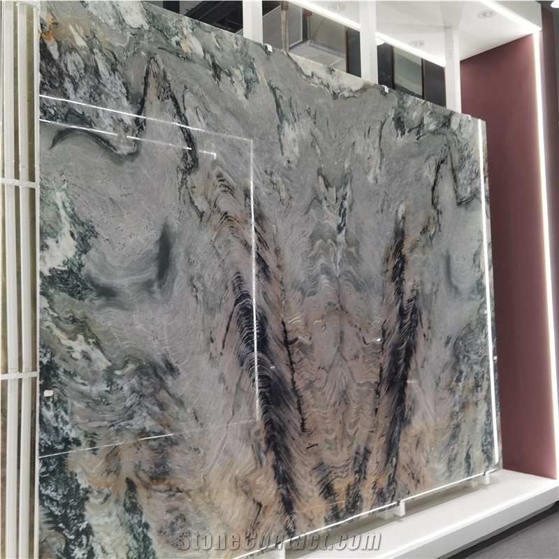 Reen Quartzite Book Match Slab For Hotel Wall Background