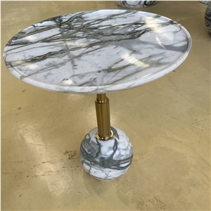 Round Clivia White Marble Coffee Table Living Room Furniture