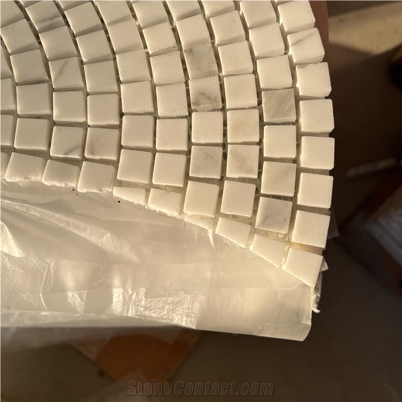 White Marble Fanshaped Mosaic Tiles Interior Background Wall