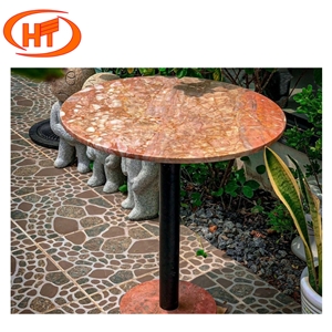 Coffee Table Round Top Made Of Marble Stone